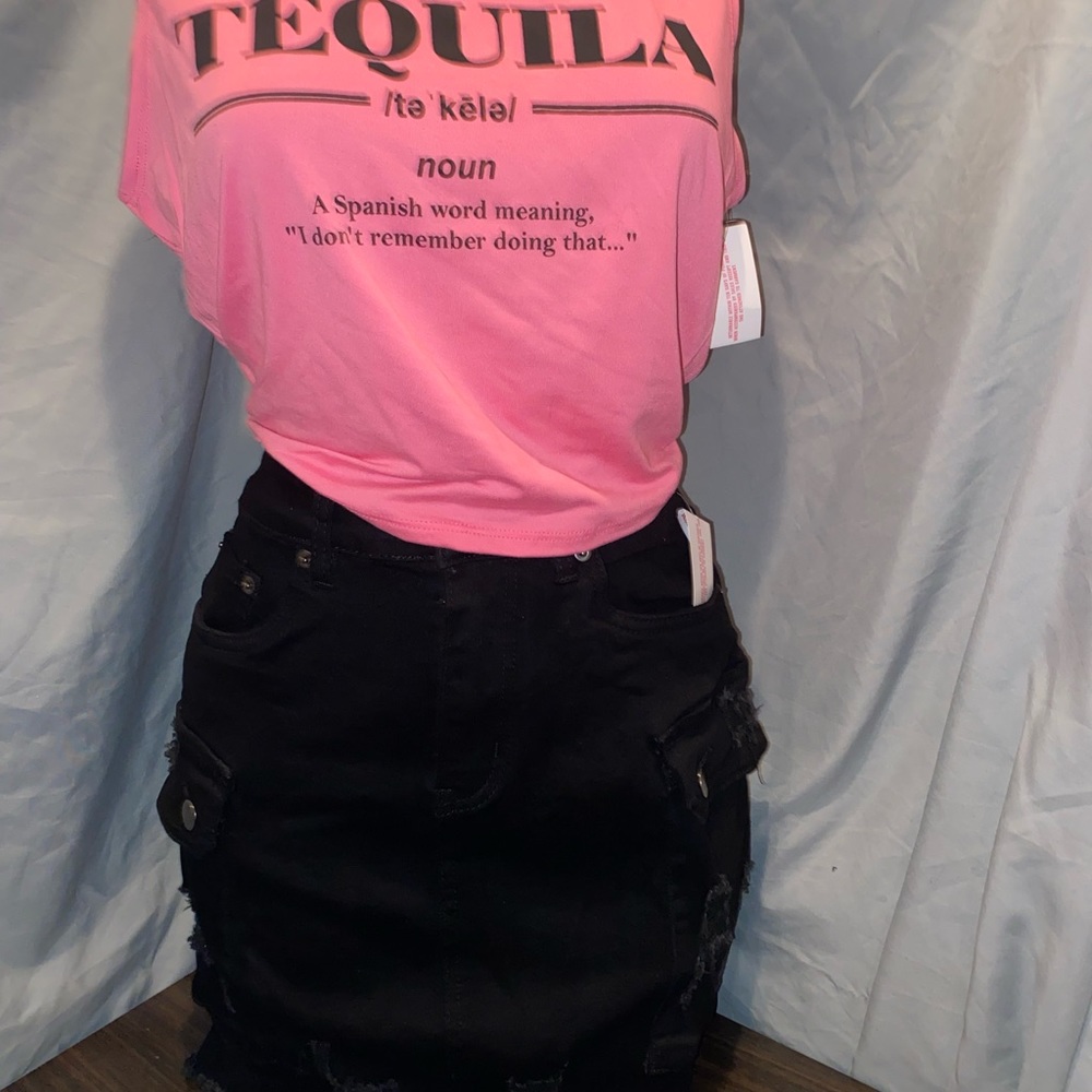 BNWT Black Denim Cargo -style Mini